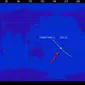 Prakiraan lintasan terakhir Tiangong-1 pada 2 April 2018 mulai pukul 07:05 hingga 07:20 WIB. Tanda panah menunjukkan prakiraan lokasi benda saat ketinggiannya 10 km dari permukaan Bumi. (Space-track/LAPAN)