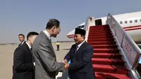 Menteri Pertahanan Prabowo Subianto tiba di Beijing, China dalam lawatannya menemui Presiden China XI Jinping, Minggu 31 April 204. (Dok Kemhan)