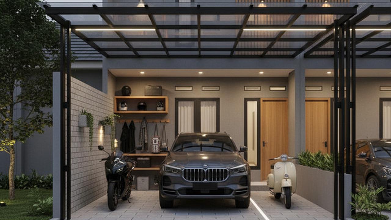 8 Inspirasi Carport Minimalis untuk 1 Mobil 2 Motor di Lahan Sempit 2025