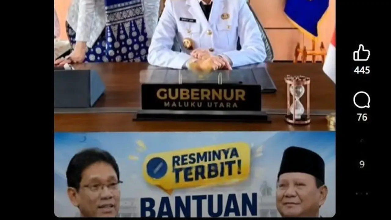 Cek Fakta Liputan6.com menemukan klaim video Gubernur Maluku Utara Sherly dukung Menkeu Purbaya soal bantuan dana pensiunan