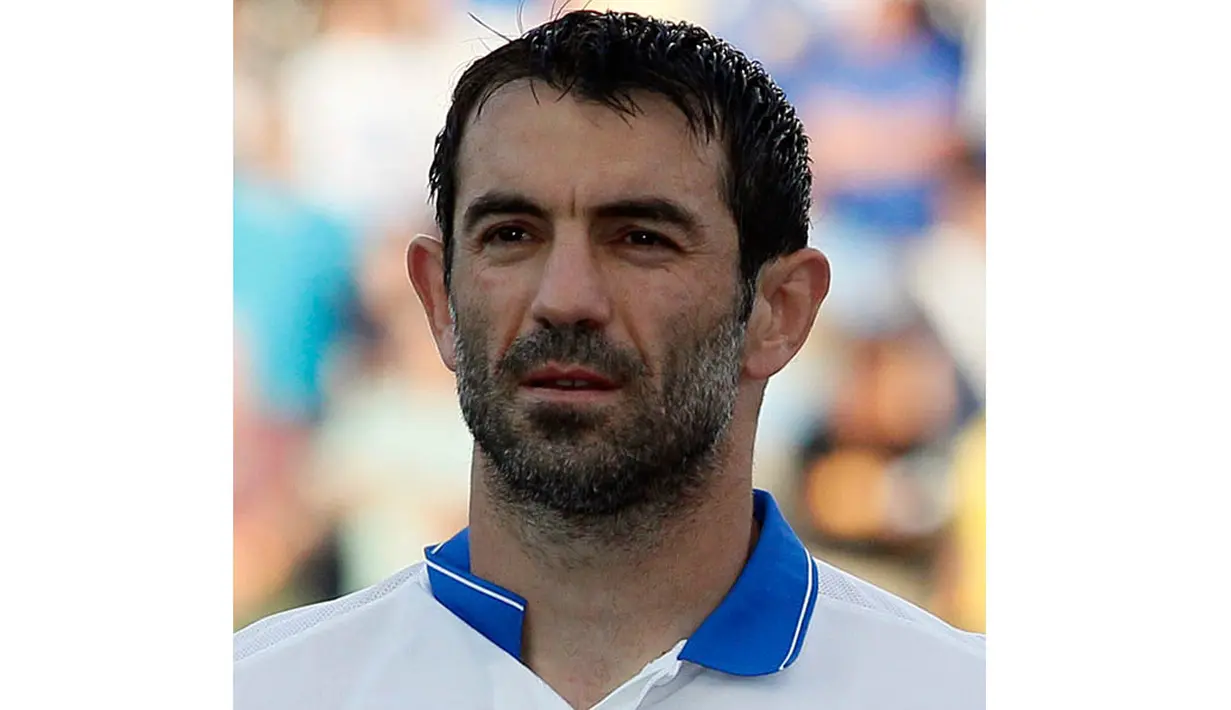 Ini merupakan Piala Dunia pertama bagi Kapten tim nasional Yunani, Giorgos Karagounis yang berusia 37 tahun. (REUTERS/Tom Mihalek)