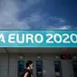 Spanduk UEFA Euro 2020 di Stadion Saint Petersburg, salah satu tempat tuan rumah turnamen Euro 2020 / 2021.(Kirill KUDRYAVTSEV / AFP)