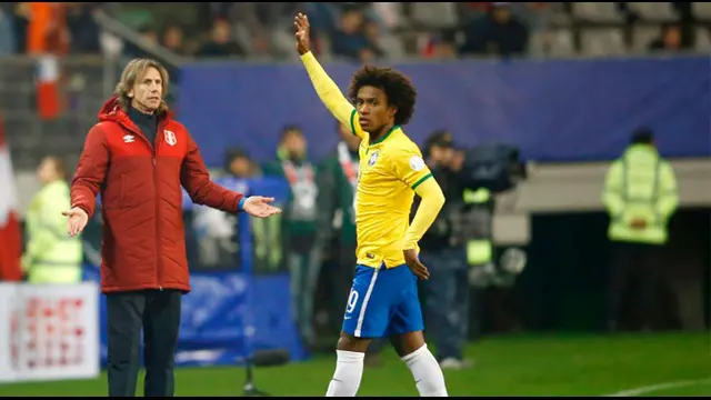 Aksi Willian saat Brasil vs Peru