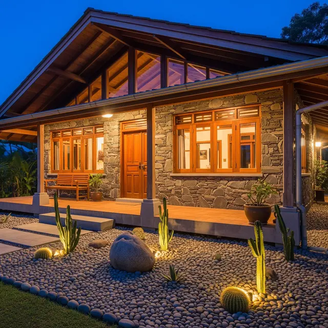 Rumah Kampung Batu Templek dan Taman Kering (Gemini AI)