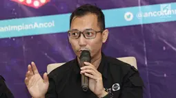 Production Manager IEP (SCTV-INDOSIAR) Wahyu NurSubiyakto memberi keterangan saat jumpa pers Ancol Gempita Festival di kawasan Ancol, Jakarta, Rabu (27/12). (Liputan6.com/Herman Zakharia)