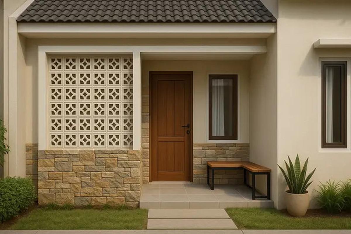 7 Model Teras Rumah Subsidi Tipe 36 dengan Roster Dekoratif, Sentuhan Simpel Bikin Rumah Estetik