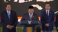Presiden&nbsp;Prabowo Subianto didampingi oleh Presiden ke-6 Susilo Bambang Yudhoyono (SBY) dan Presiden ke-7 Joko Widodo,&nbsp;meluncurkan Danantara di&nbsp;Halaman&nbsp;Istana Negara, Jakarta, Senin (24/2/2025). (Arief/Liputan6.com)