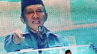 Ketua Majelis Permusyawaratan Partai Amanat Nasional (MPP-PAN) Amien Rais, menyampaikan pidatonya saat pembukaan Konggres ke-3 PAN, di Batam, Kepri. (ANTARA)