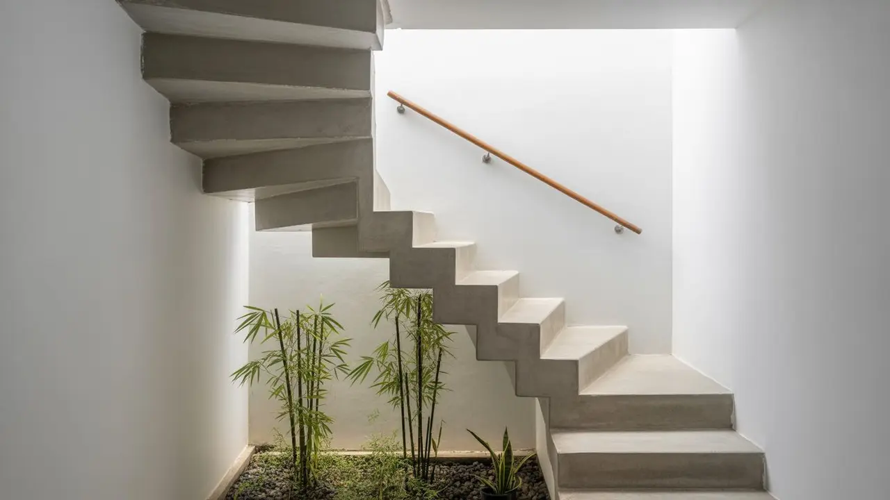 desain tangga beton rumah sempit