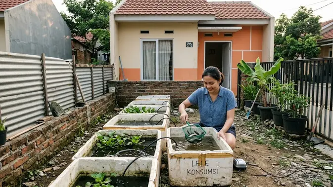 Sulap Styrofoam Bekas Jadi Kolam Lele Estetik di Rumah Subsidi