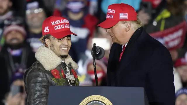 Lil Pump dan Donald Trump.  (AP Photo/Carlos Osorio)