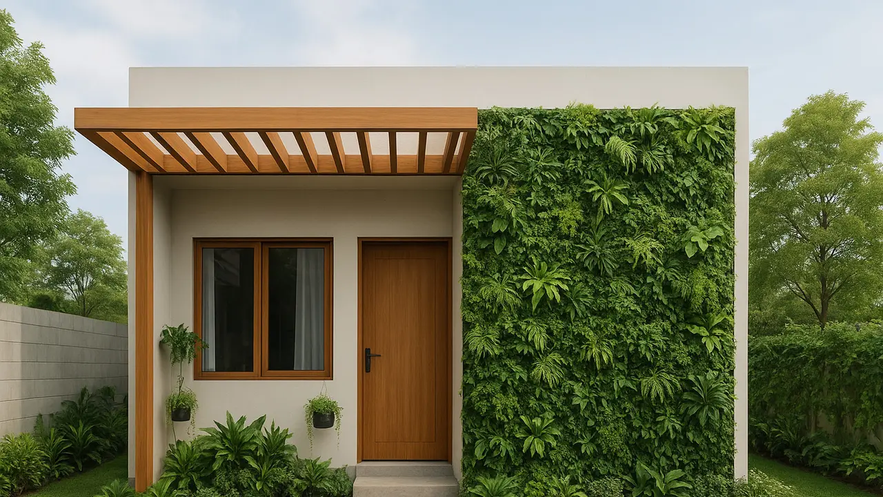 Model Rumah 6x12 dengan Kanopi Kayu/Ilustrasi gambar oleh AI