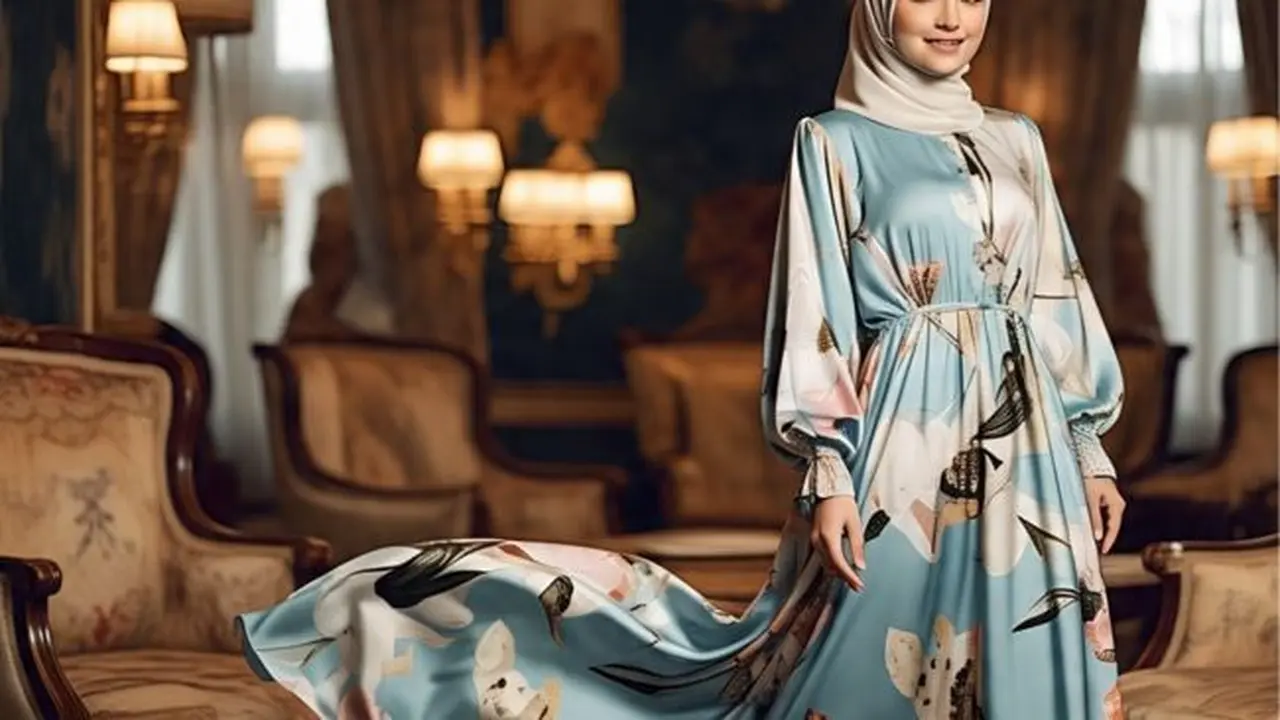 Ilustrasi Dress Panjang Muslimah (Sumber Gambar: Meta AI)