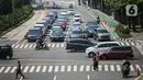 Suasana lalu lintas kawasan Jalan Thamrin, Jakarta, Selasa (22/9/2020). Kepala Dinas Perhubungan DKI Syafrin Liputo mengatakan selama sepekan PSBB Jakarta terjadi penurunan yang fluktuatif pada volume kendaraan masuk ke Ibu Kota mulai dari 5 persen hingga 19 persen.  (Liputan6.com/Faizal Fanani)