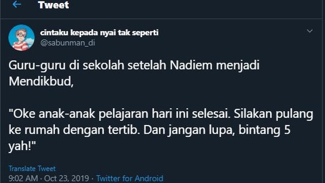 Masuk Kabinet, Ini 7 Cuitan ala Netizen Saat Nadiem Makarim Jadi Mendikbud