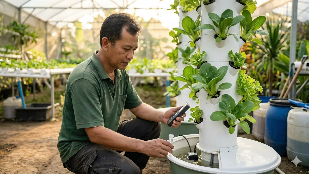 Cara Membuat Hidroponik Tower (Foto: Gemini AI)