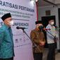 Wapres Maruf Amin dalam acara Korporatisasi Pertanian Dalam Mendukung Ekosistem Halal Value Chain Berbasis Koperasi Pondok Pesantren (Kopontren) di Ponpes Al-Ittifaq, Kabupaten Bandung, Selasa (22/3/2022).