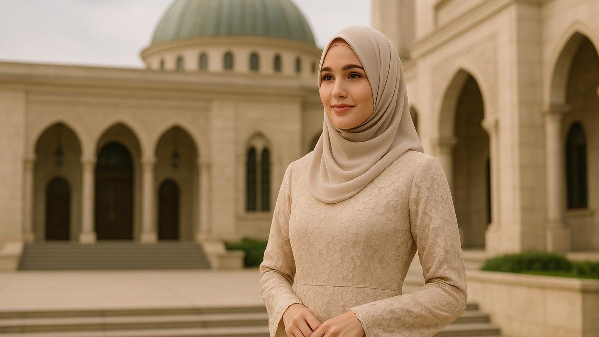 7 Model Dress Brokat Syari untuk Tunangan hingga Akad Nikah