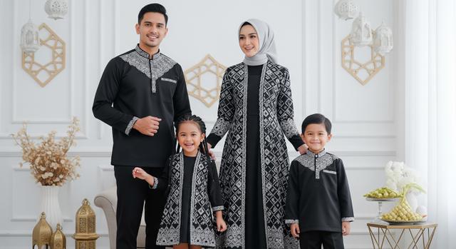 Kekompakan Keluarga dengan Busana Sarimbit Lebaran