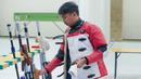 Petembak Indonesia, Muhammad Sejahtera Dwi Putra saat berlomba di nomor perorangan 10 meter running target putra cabang menembak Asian Games Hangzhou 2022 di Fuyang Yinhu Sports Centre, Hangzhou, China, Senin (25/9/2023). (NOC Indonesia)