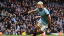 4. Sergio Aguero (180 gol) - Penyerang asal Argentina ini menjadi asal Amerika Latin yang sangat produktif dalam mencetak gol. Aguero telah menorehkan 180 gol bersama Manchester City di kompetisi Premier League. (AFP/Oli Scarff)