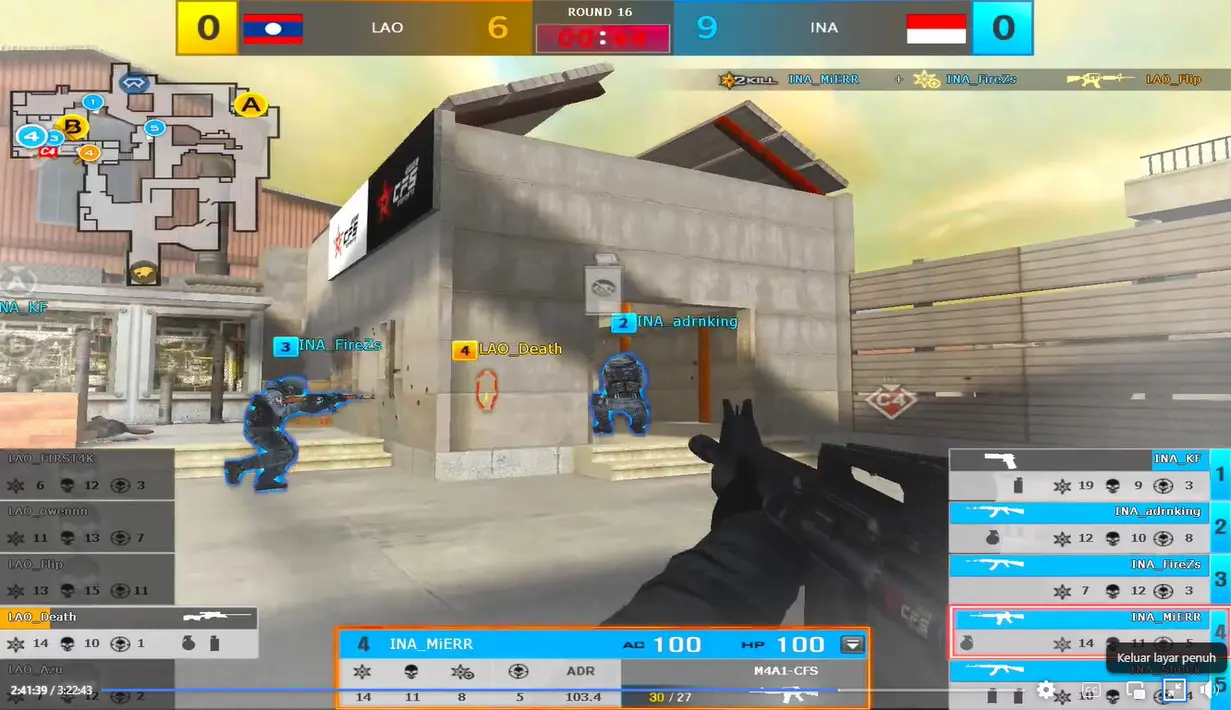 Pertandingan esports CrossFire SEA Games 2023 Kamboja antara Indonesia vs Laos. Total 3 emas dan 2 perak direbut tim E-Sports Indonesia hingga menjadi juara umum di SEA Games 2023. (Facebook E-Sports Federation Cambodia)