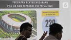 Layar monitor menampilkan Persiapan Penyelenggaraan PON XX dan Peparnas XVI Papua 2020 saat  rapat koordinasi tingkat meteri di Kantor Kemenkom PMK, Jakarta, Kamis (5/2/2020). Pelaksanaan PON tentu menjadi event bergengsi sekaligus membanggakan bagi Papua. (Liputan6.com/Faizal Fanani)