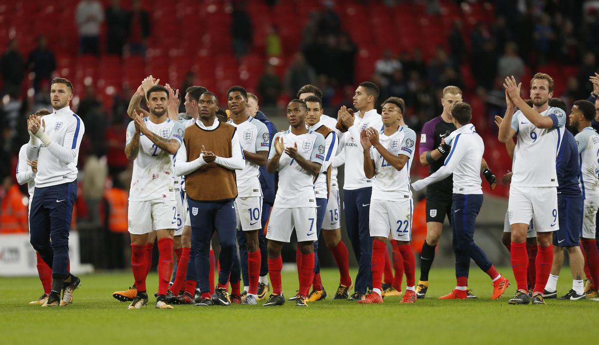 Inggris memastikan satu tempat pada putaran final Piala Dunia 2018 di Russia, Inggris lolos otomatis sebagai juara grup F pada kualifikasi Piala Dunia 2018. (AFP/Ian Kington)