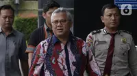 Ketua KPU Pusat, Arief Budiman dikawal petugas memenuhi panggilan penyidik akan dimintai keterangan di Gedung KPK, Jakarta, Selasa (28/1/2020). Arief  diperiksa sebagai saksi untuk tersangka  Seful Bahri yang merupakan staf Sekjen PDIP Hasto Kristiyanto. (merdeka.com/Dwi Narwoko)