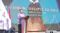 Ketua MPR RI Bambang Soesatyo saat memberi sambutan dalam acara Asosiasi Penjualan Langsung Indonesia (APLI) Convention 2022 di Hotel Intercontinental, Pondok Indah, Jakarta Selatan, Rabu (12/1/2022). (Ist)