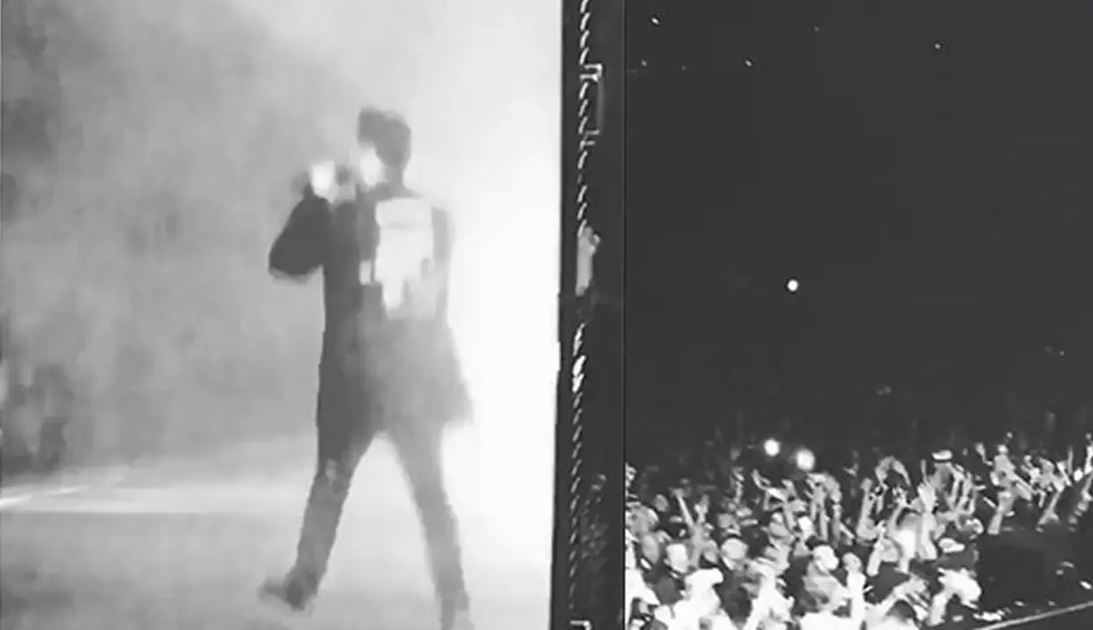 Melansir Hollywood Life, terlihat unggahan Selena di akun Snapchatnya di mana saat itu terlihat ia berada di belakang panggung menyaksikan penampilan kekasihnya. Senyum bahagia kabarnya terlukis di wajah Selena saat itu. (doc.hollywoodlife.com)