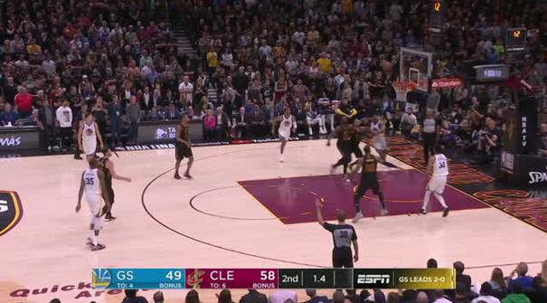 Berita video game recap NBA 2017-2018 antara Golden State Warriors  melawan Cleveland Cavaliers dengan skor 110-102.