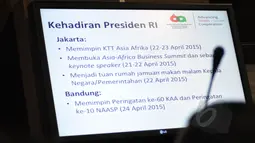 Suasana media briefing Konferensi Asia Afrika (KAA) di Kantor Staf Kepresidenan, Jakarta, Jumat (20/3/). Gelaran Konferensi Tingkat Tinggi Asia Afrika akan dilaksanakan pada 19-24 April 2015 mendatang di Jakarta dan Bandung. (Liputan6.com/Faizal Fanani)