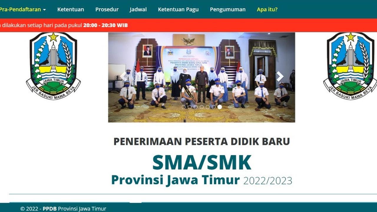 Peserta Didik Baru Jawa Timur atau PPDB Jatim 2022.