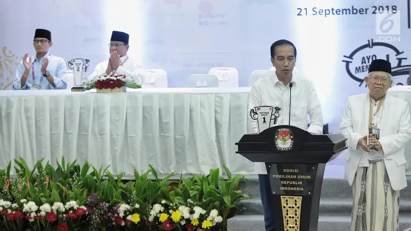 Gaya Pidato Jokowi-Ma'ruf dan Prabowo-Sandi Usai Dapat Nomor Urut
