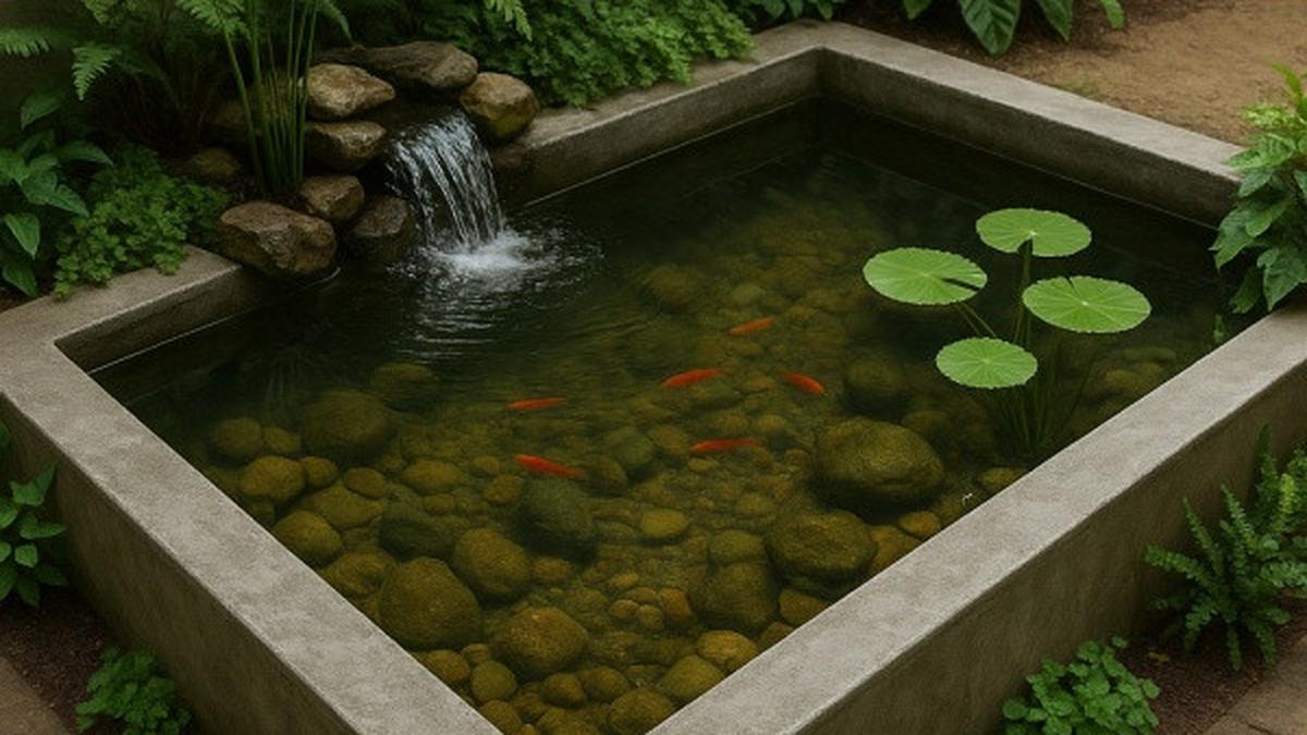 8 Desain Kolam Ikan Mini dari Bak Semen yang Kuat dan Tahan Lama, Ciptakan Tampilan Estetik Hunian