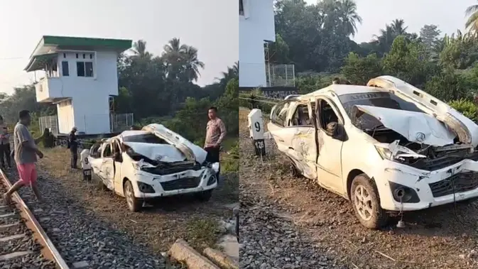 Kronologi Mobil Dikemudikan Pelajar Ditabrak Kereta di Lampung