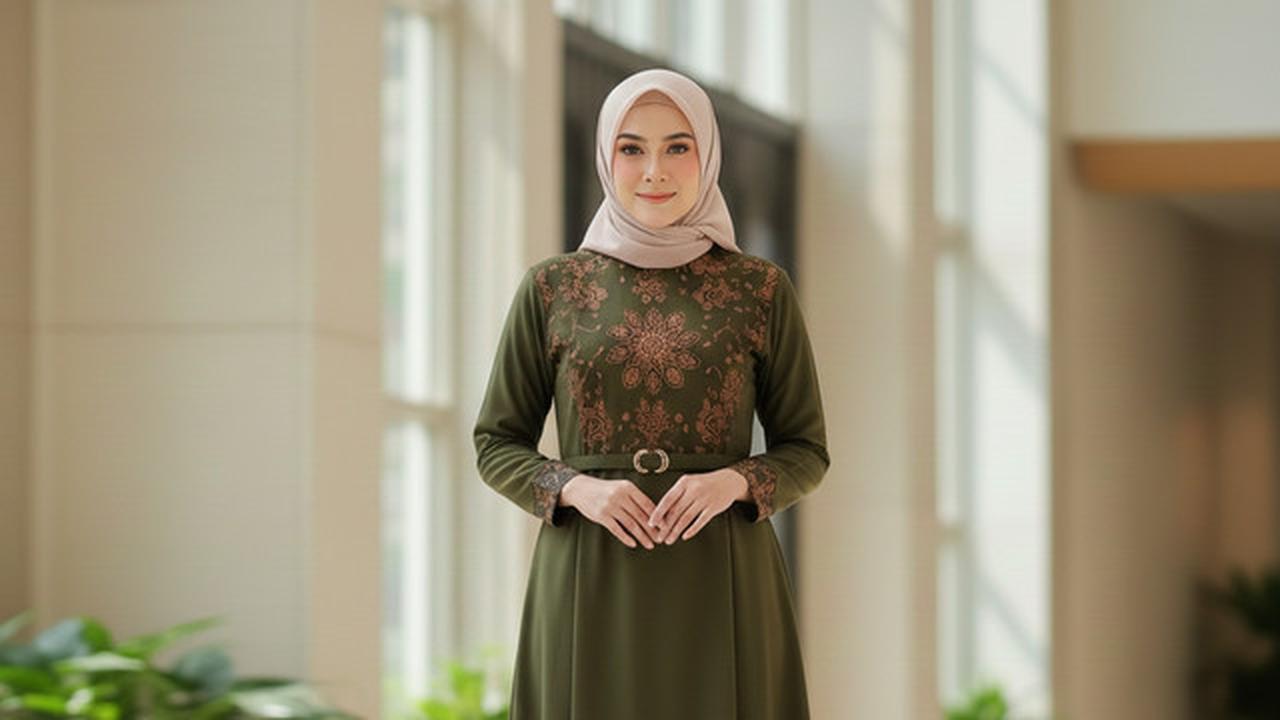 7 Model Gamis Batik Kombinasi Kain Polos Terbaru, Tampil Elegan tanpa Terlihat Ramai