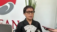 Menteri Luar Negeri Retno Marsudi saat ditemui sejumlah media di Gedung Pancasila, Kementerian Luar Negeri, Senin (14/8/2023). (Liputan6.com/Benedikta Miranti)