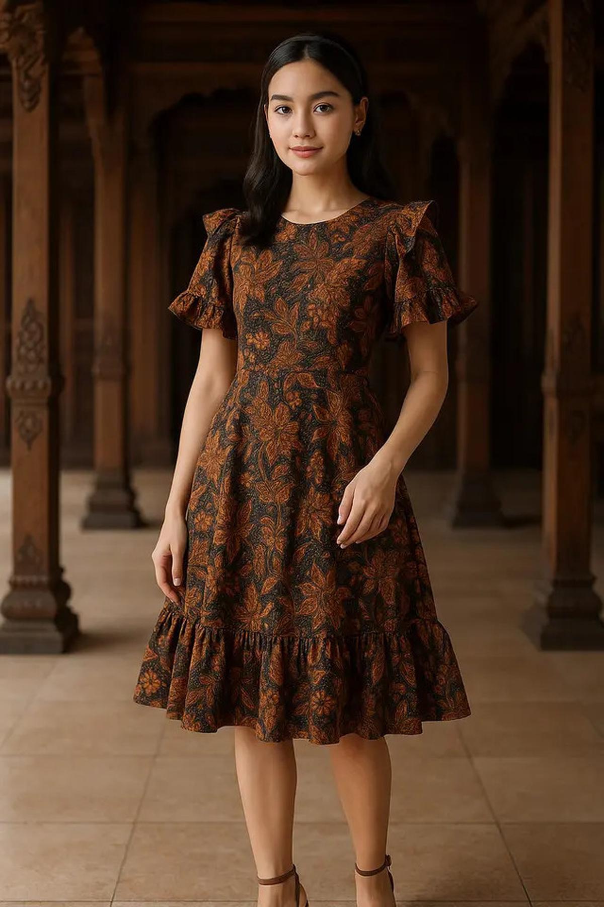 7 Model Dress Batik A-Line Kombinasi Brokat, Cocok untuk Tampil Ramping dan Anggun