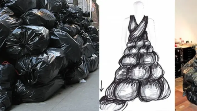 6 Gaun Hitam Ini Terbuat dari 'Trash Bag'
