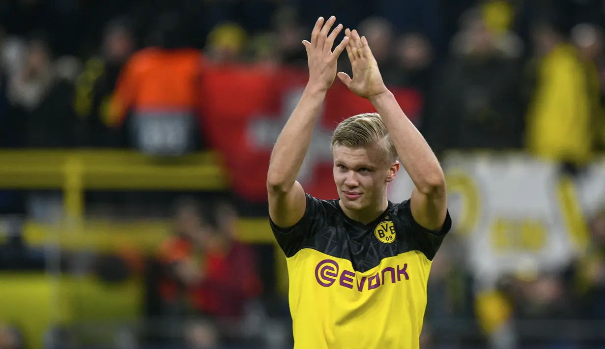 Erling Haaland (72 juta euro) - Haaland merupakan salah satu wonderkid hebat yang dimiliki Borussia Dortmund. Pemain berusia 19 tahun ini telah mencetak 10 gol dari 11 penampilannya di Bundesliga musim ini. (AFP/Ina Fassbender)
