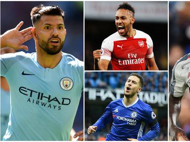 Berikut ini top scorer sementara Premier League 2019. Striker Manchester City, Sergio Aguero berada di puncak dengan koleksi 19 gol. (Foto-foto Kolase AP dan AFP)