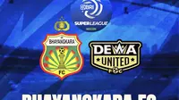 Ilustrasi Bhayangkara FC vs Dewa United di BRI Super League. (Bola.com/Benediktus Gerendo Pradigdo)