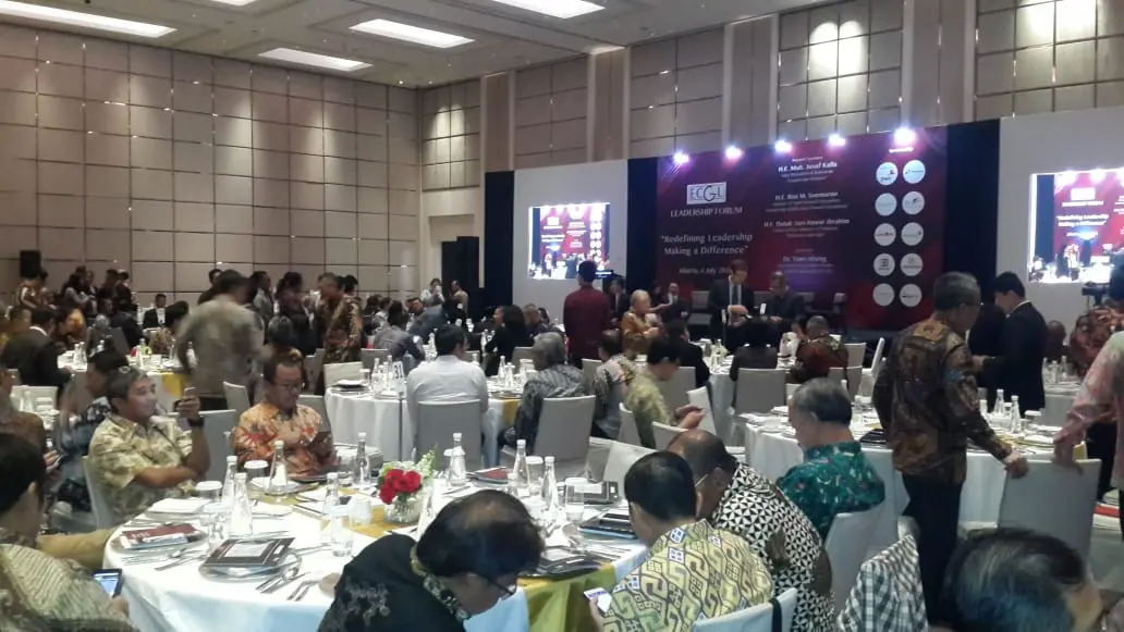 Suasana jelang The ECGL Leadership Forum 2018 di Fairmont Hotel, Jakarta (4/7) (Rizki Akbar Hasan/Liputan6.com)