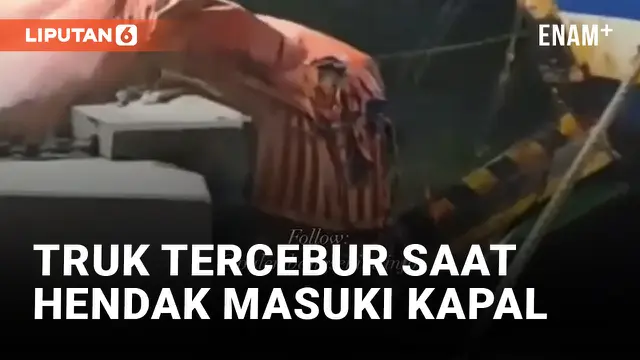 VIDEO: Truk di Pelabuhan Merak Terjatuh ke Laut saat Akan Masuki Kapal