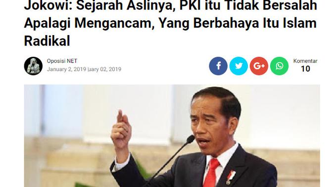 [Cek Fakta] Hoaks Jokowi Sebut PKI Tidak Berbahaya