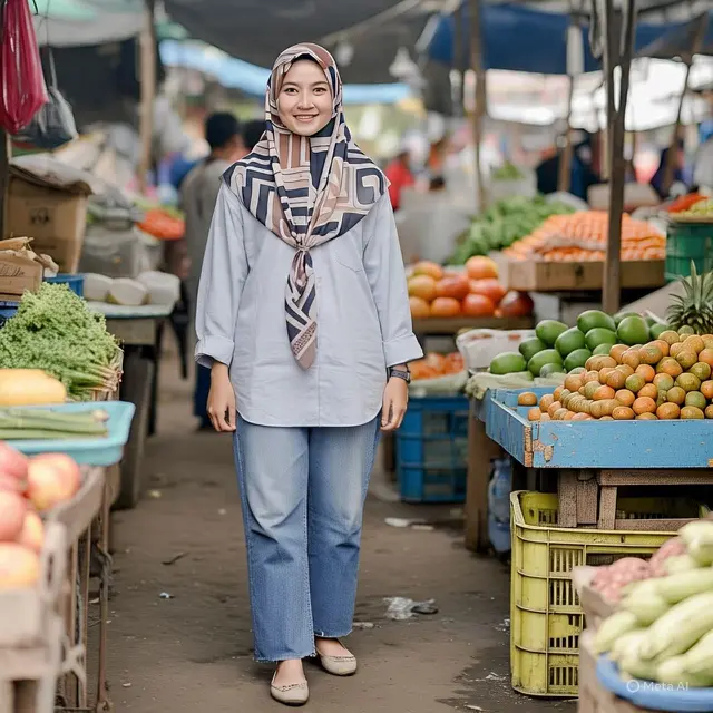 Outfit Ibu Muda Hijab ke Pasar