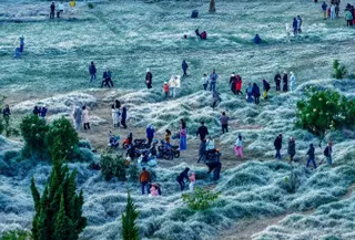 Badan Meteorologi, Klimatologi, dan Geofisika (BMKG) memprediksi fenomena embun beku atau embun upas di Dataran Tinggi Dieng, Kabupaten Banjarnegara, berpotensi lebih sering terjadi selama musim kemarau 2026. (Foto: Antara)