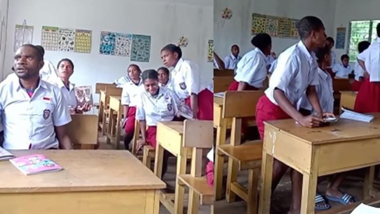 Momen Siswa SD di Papua Mendadak Panik Dengar Suara Pesawat, Pastikan Sumber Suara sampai Pelajaran 'Tertunda